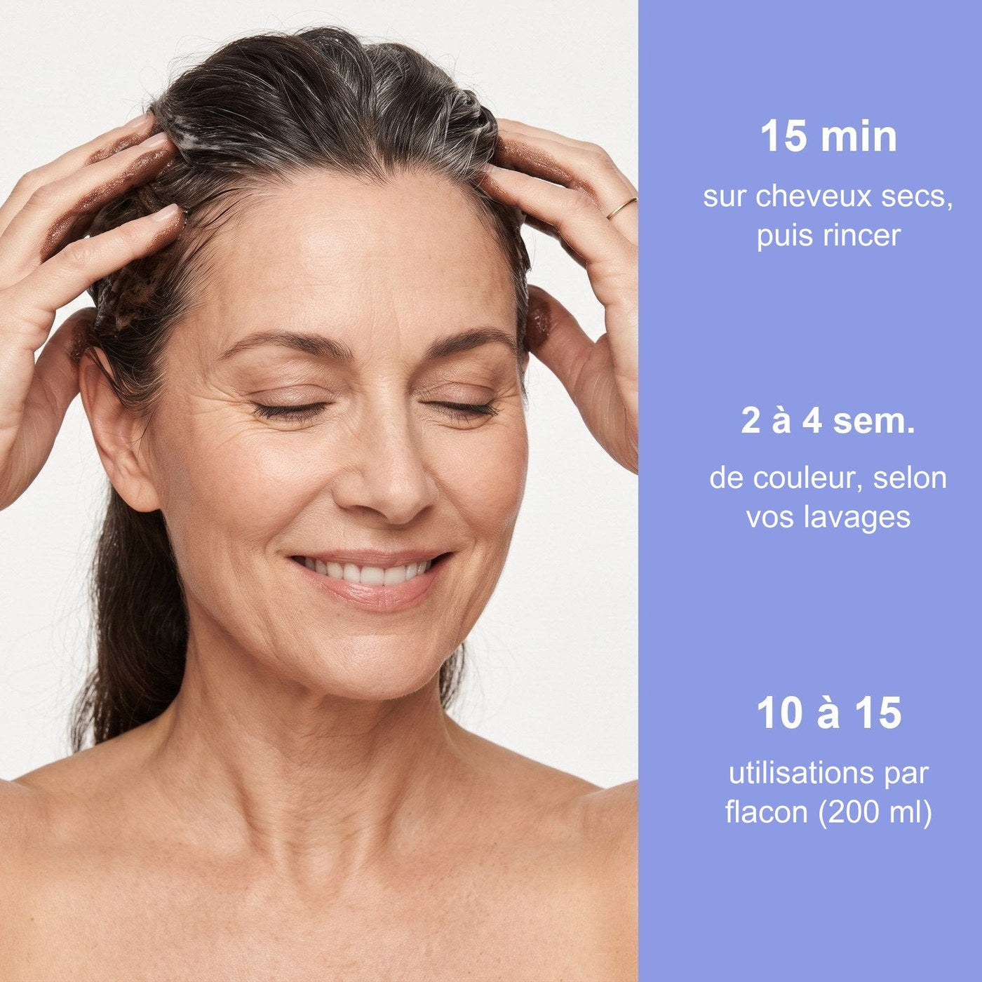 Mousse colorante facile à appliquer sur cheveux secs